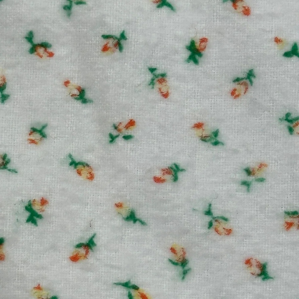 Vtg Soft Flannel Baby Receiving Blanket Floral Print Green Embroidery 39x39